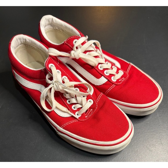 Vans Other - Vans Ward Low Top Sneakers Mens 7.5 Red Canvas Lace Up Skate Shoes